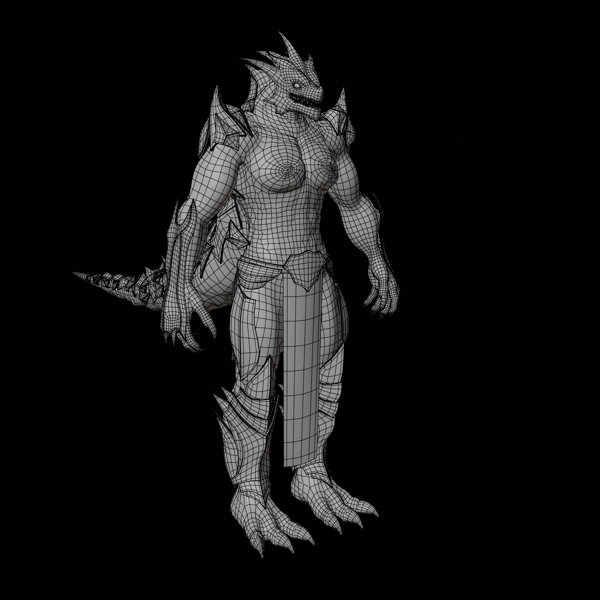 Obsidian Dragon Low-poly 3D model_19