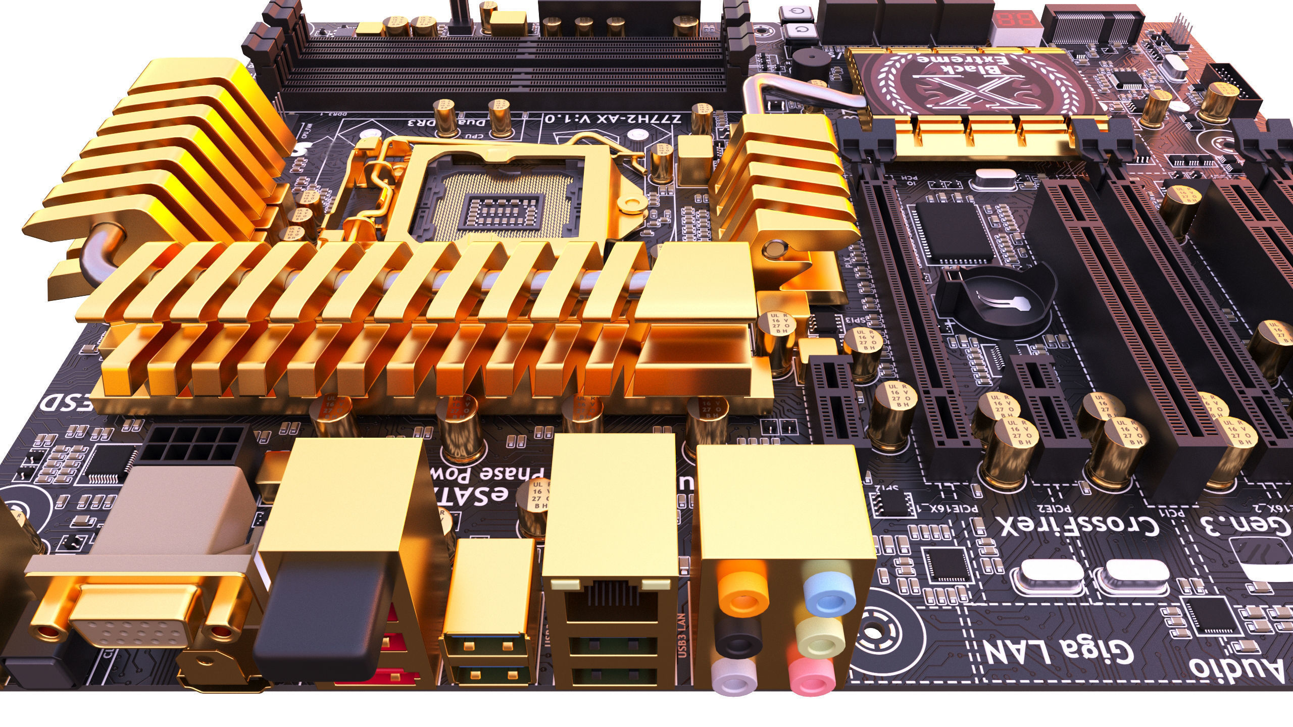 ECS Z77H2-AX Motherboard 3D model_4