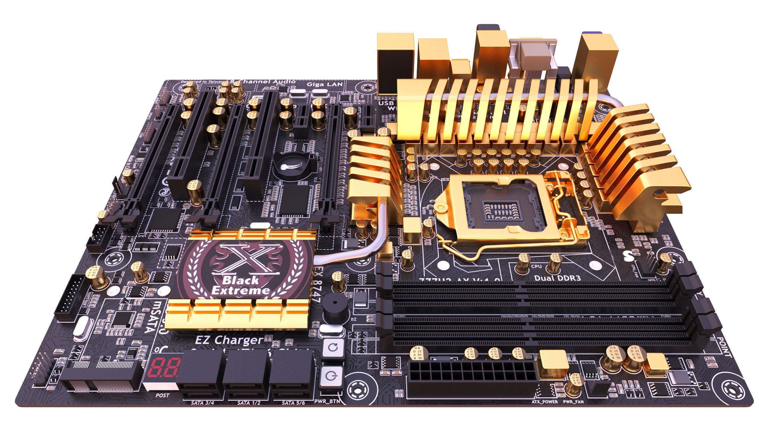 ECS Z77H2-AX Motherboard 3D model_9