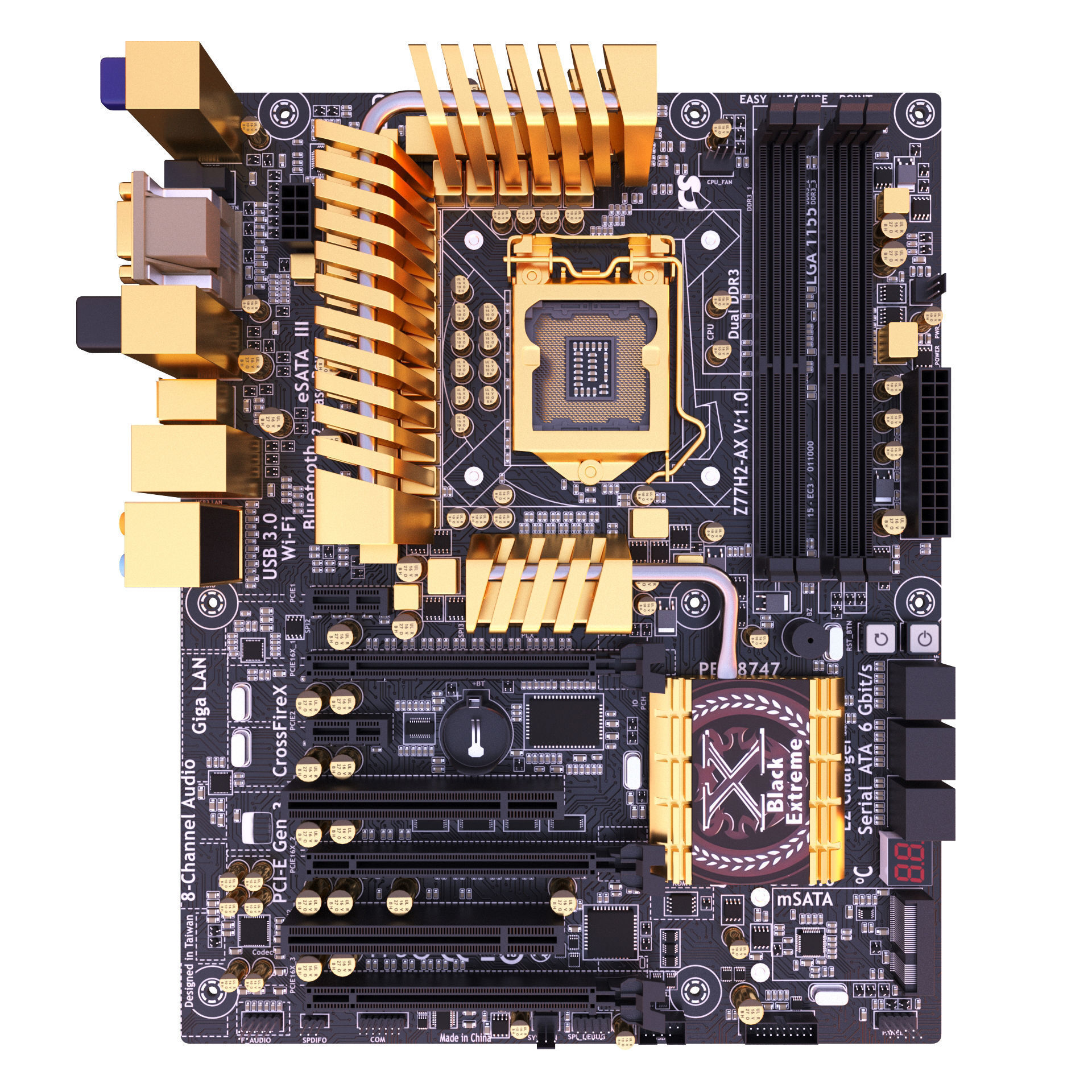 ECS Z77H2-AX Motherboard 3D model_1