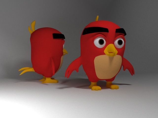 Cartoon Angry Bird  Low-poly 3D model_1