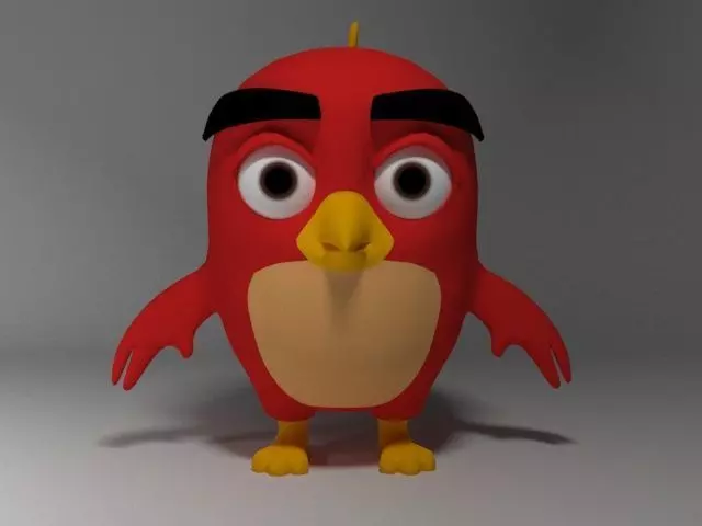 Cartoon Angry Bird  Low-poly 3D model_0