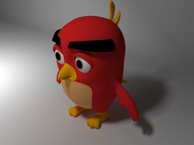 Cartoon Angry Bird  Low-poly 3D model_7