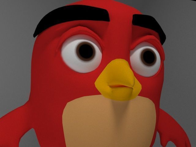 Cartoon Angry Bird  Low-poly 3D model_3
