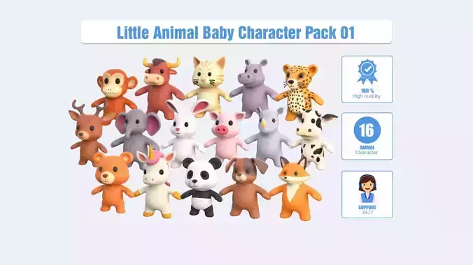Little Animal Baby Character Pack 01
