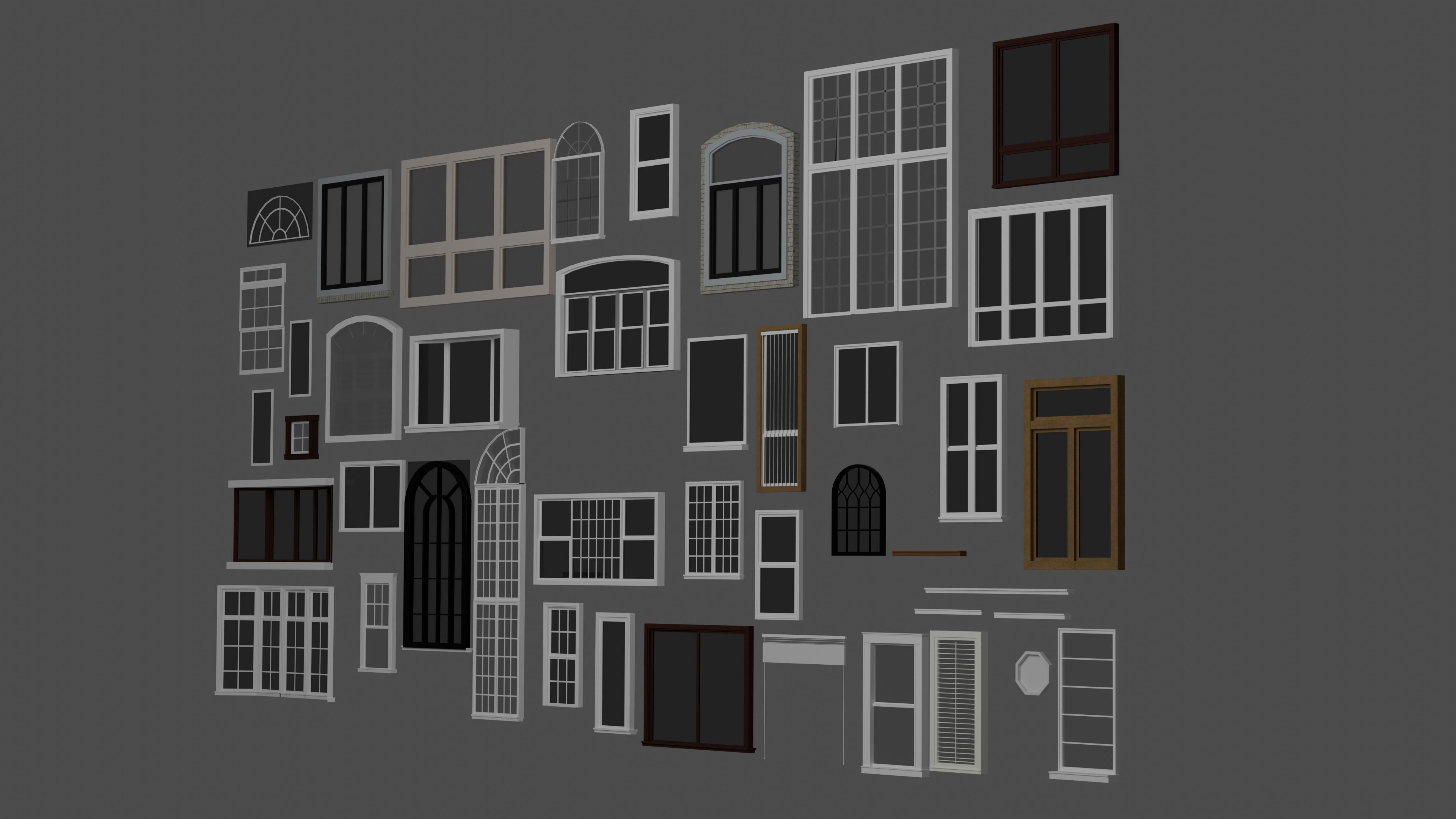 windows collection 3d models blender interior design Low-poly 3D model_2