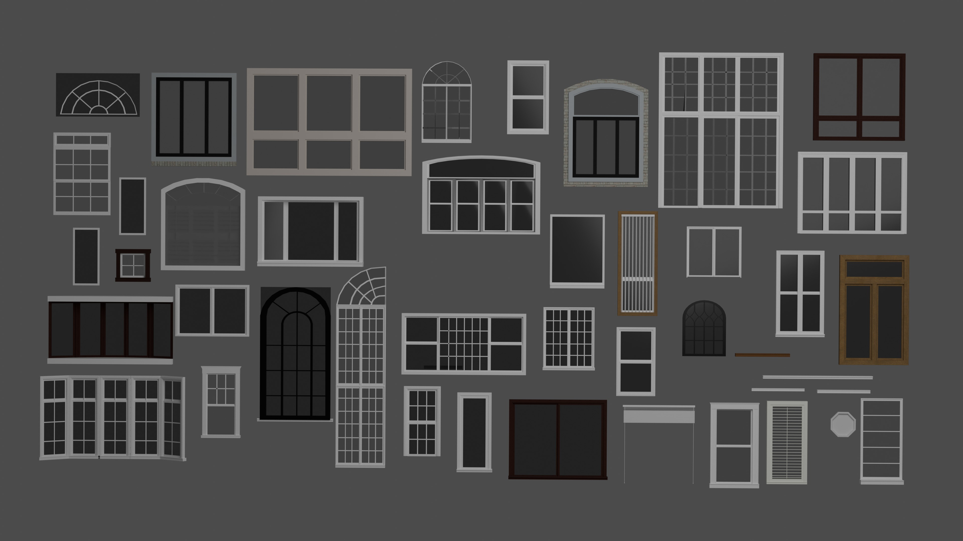 windows collection 3d models blender interior design Low-poly 3D model_3