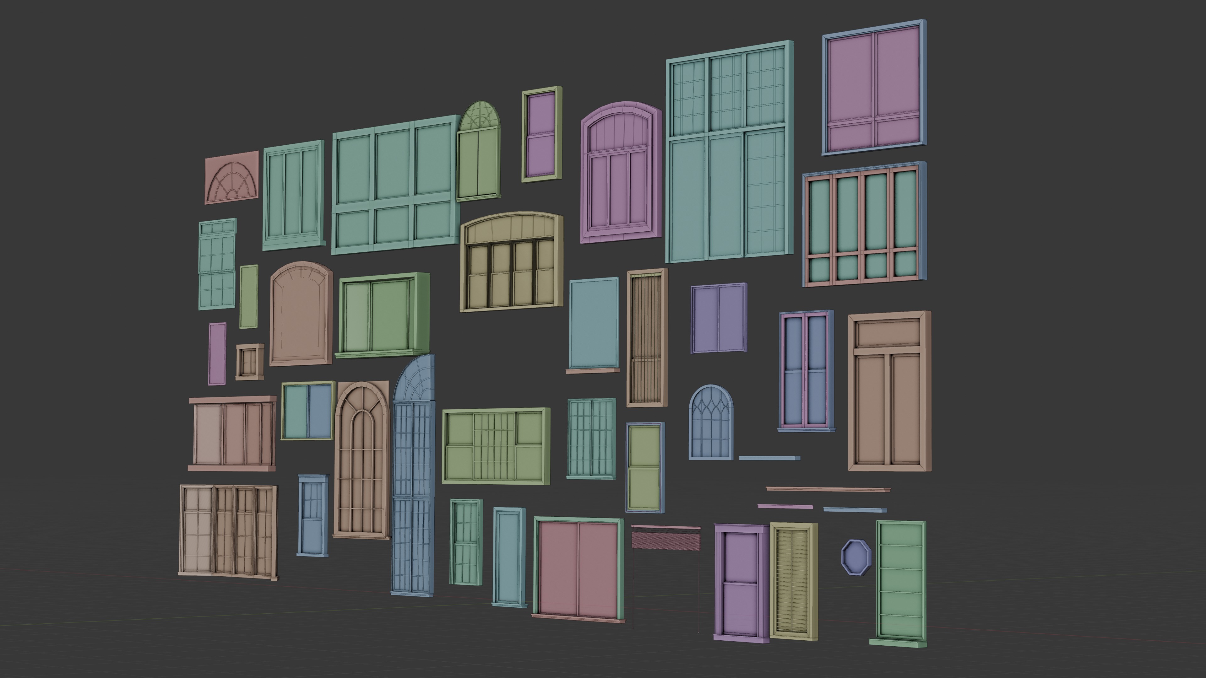 windows collection 3d models blender interior design Low-poly 3D model_5