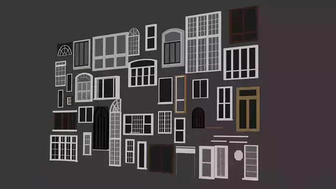 windows collection 3d models blender interior design