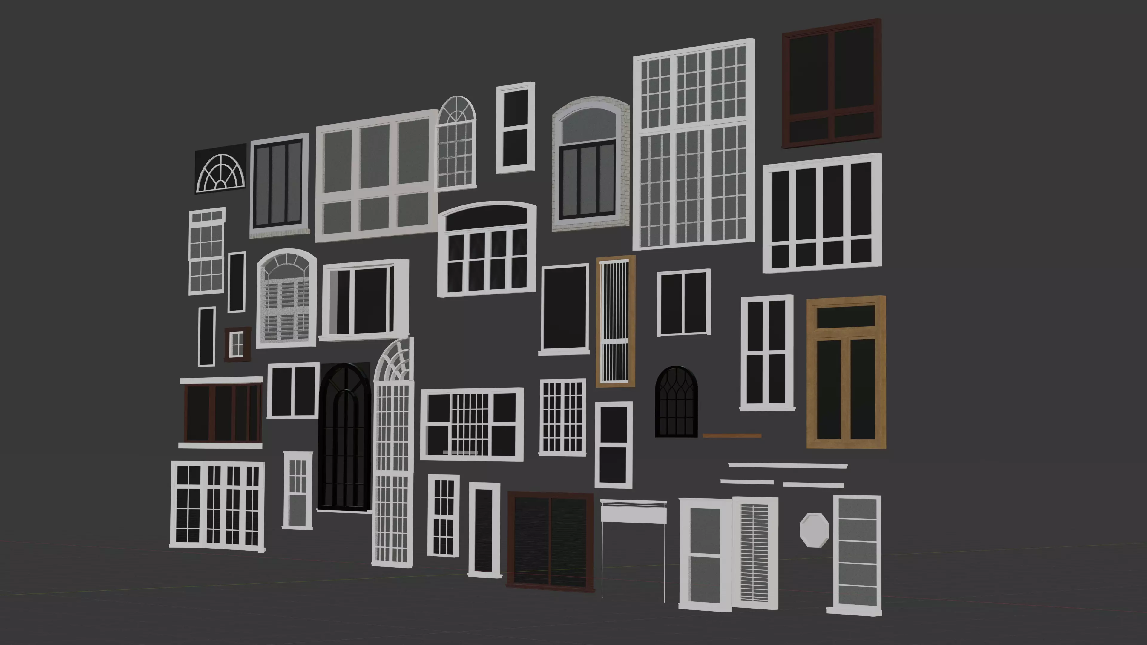 windows collection 3d models blender interior design Low-poly 3D model_0