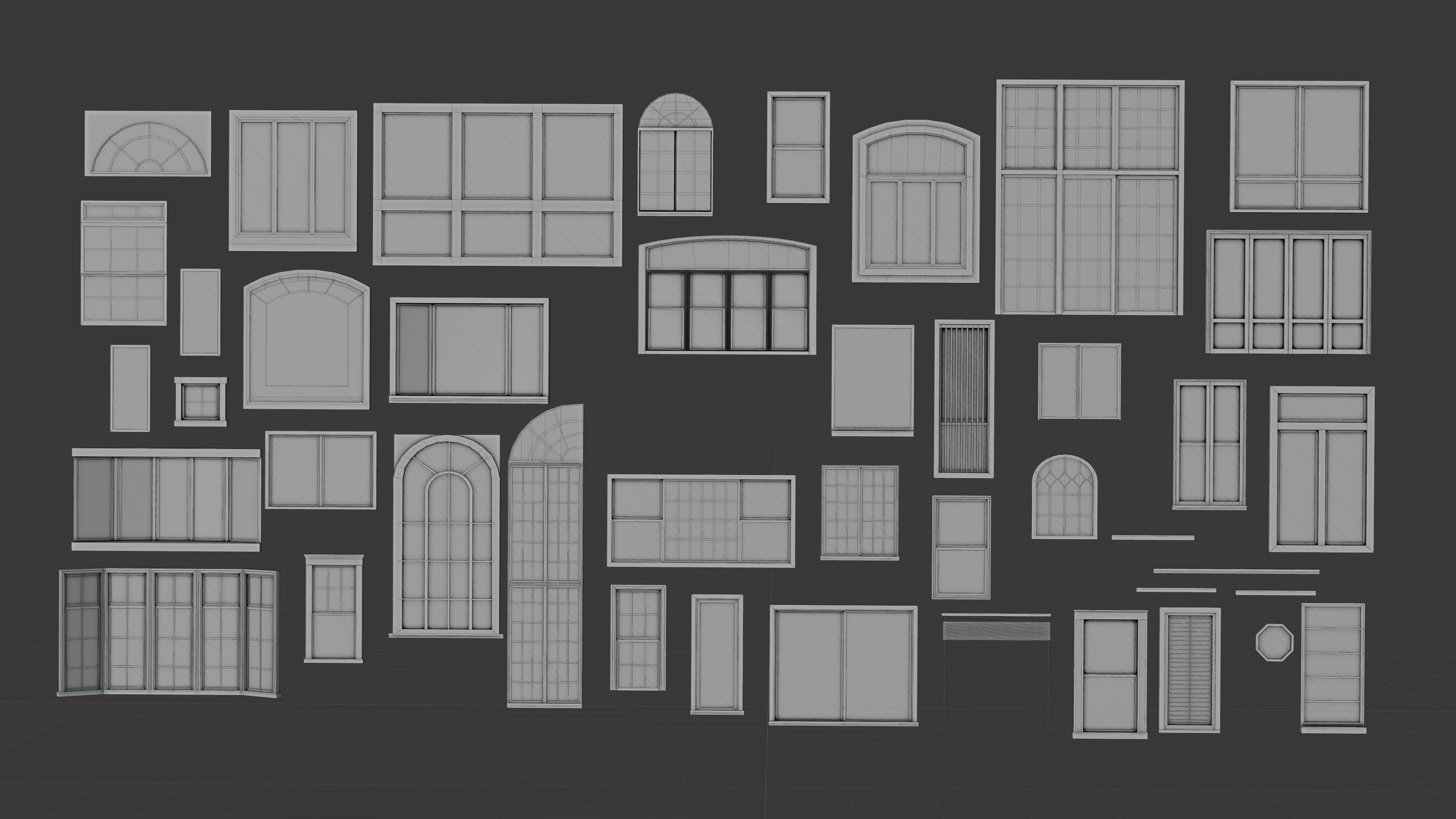 windows collection 3d models blender interior design Low-poly 3D model_6