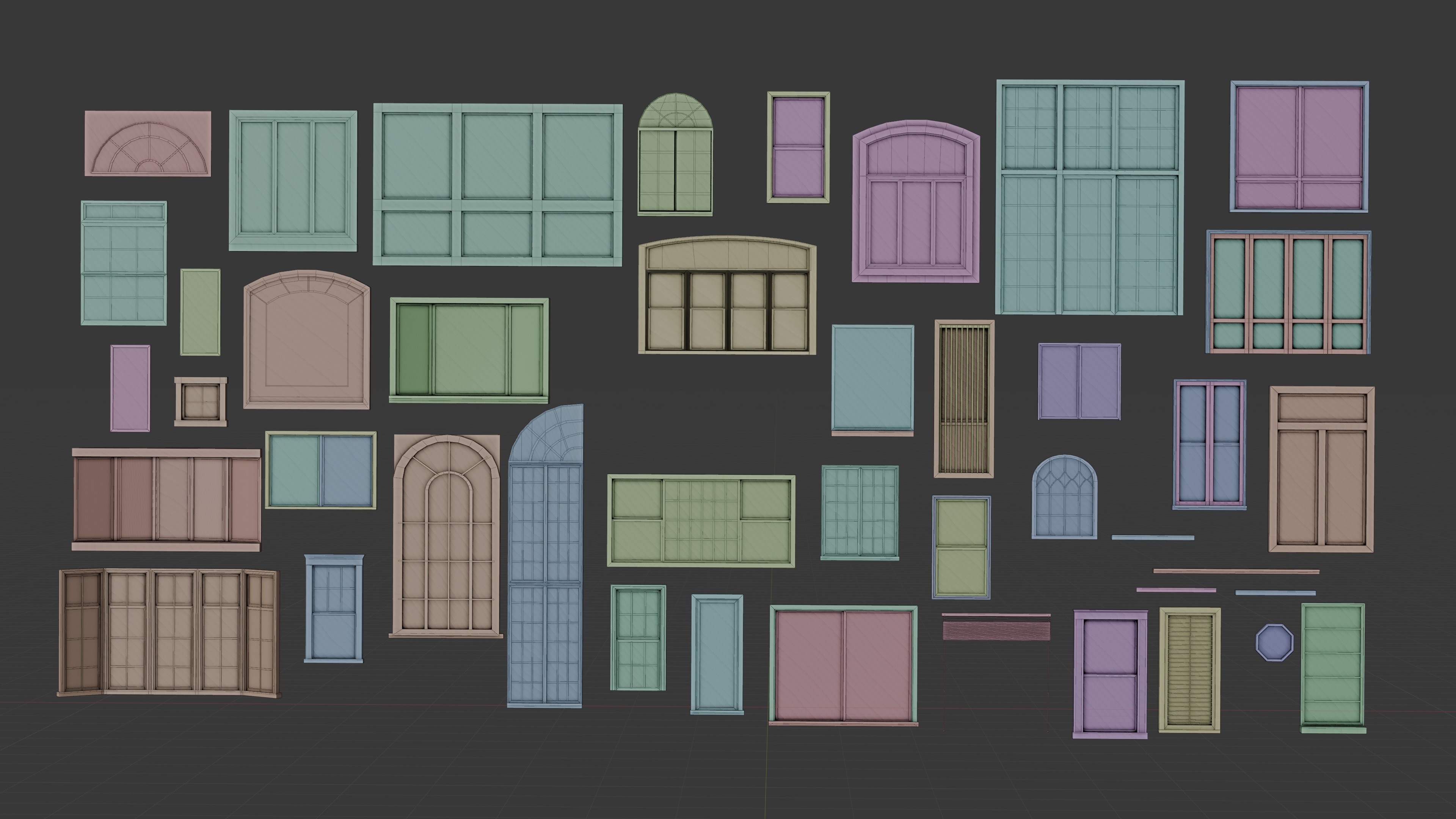 windows collection 3d models blender interior design Low-poly 3D model_7