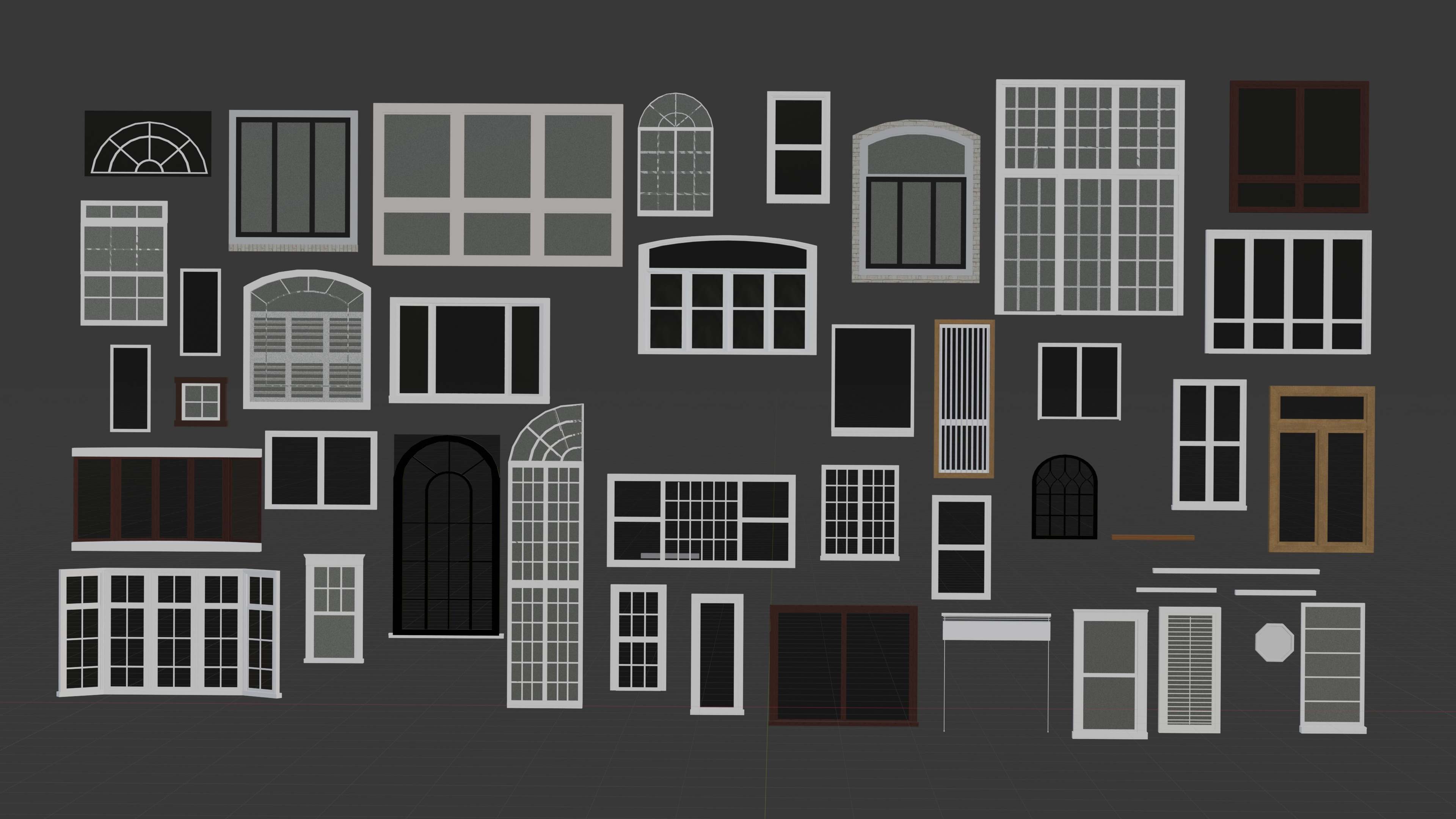 windows collection 3d models blender interior design Low-poly 3D model_1