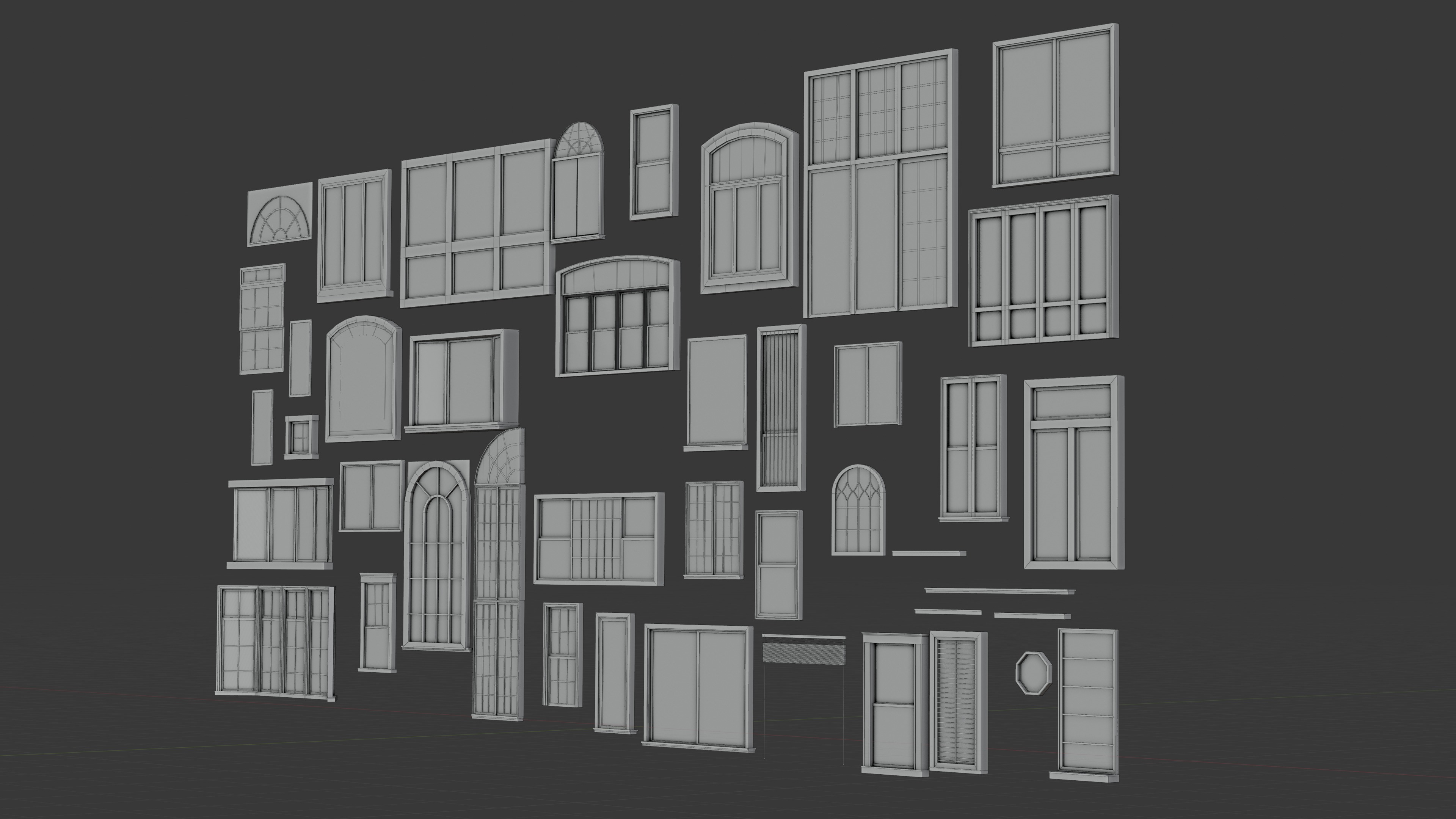 windows collection 3d models blender interior design Low-poly 3D model_4