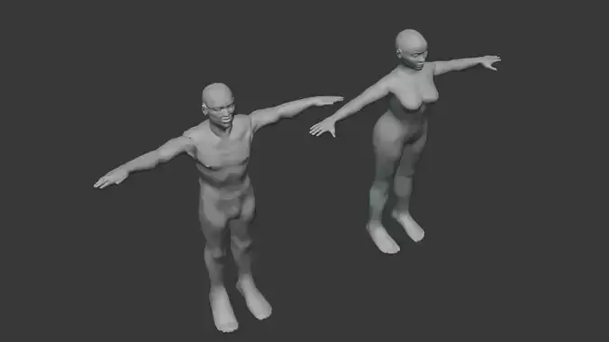  Low Poly Male and Female Base Meshes