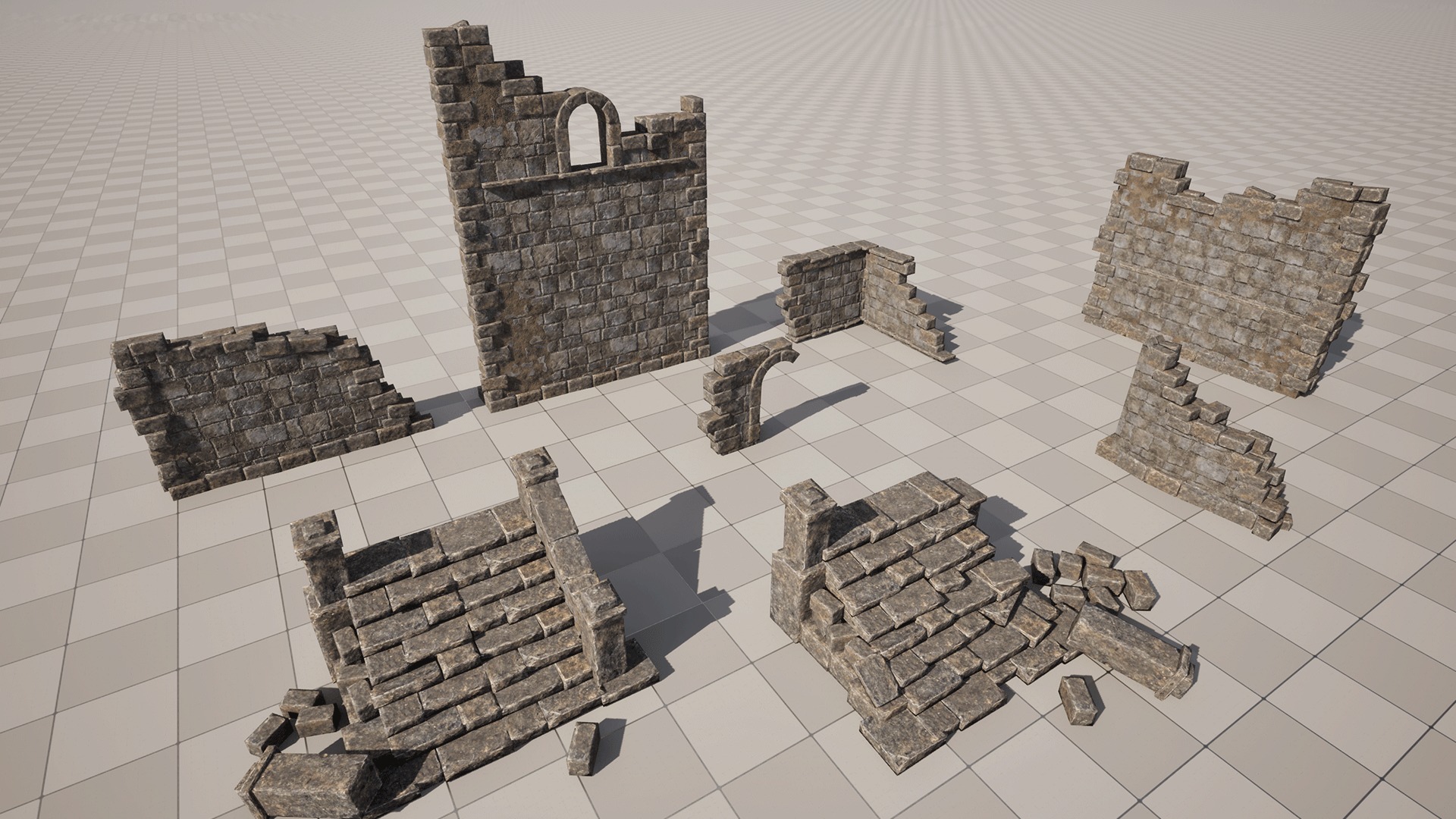 Ruined Castle Pack UNREAL ENGINE 5 Low-poly 3D model_2