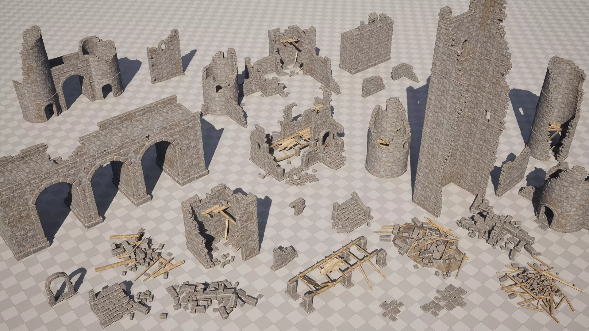 Ruined Castle Pack UNREAL ENGINE 5 Low-poly 3D model_0