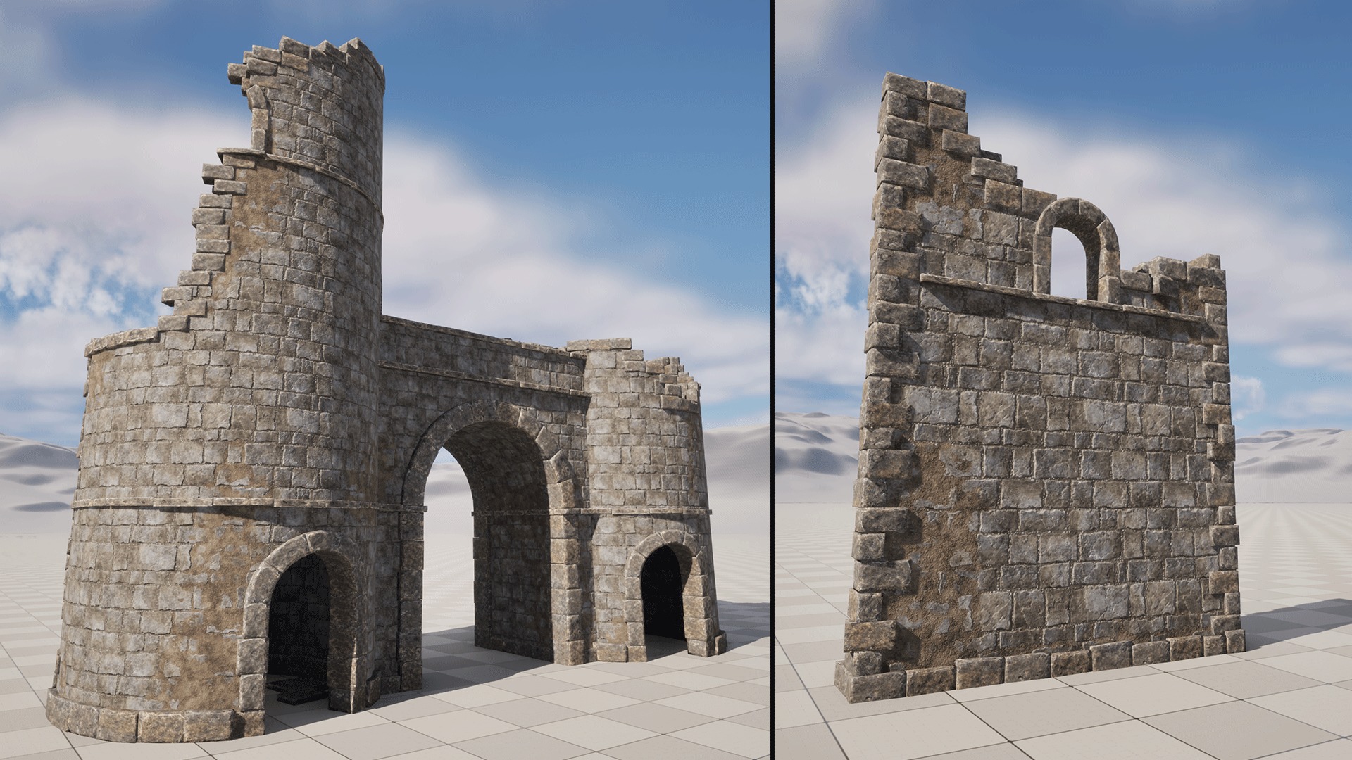 Ruined Castle Pack UNREAL ENGINE 5 Low-poly 3D model_7