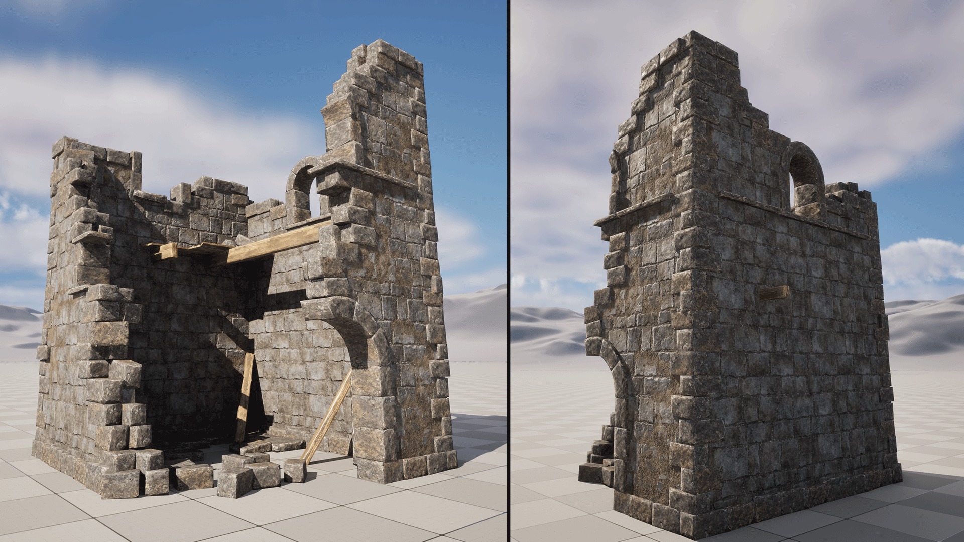 Ruined Castle Pack UNREAL ENGINE 5 Low-poly 3D model_8