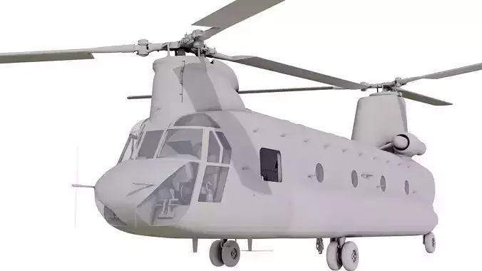 CH-47A Transport Helicopter with Cockpit Game Model