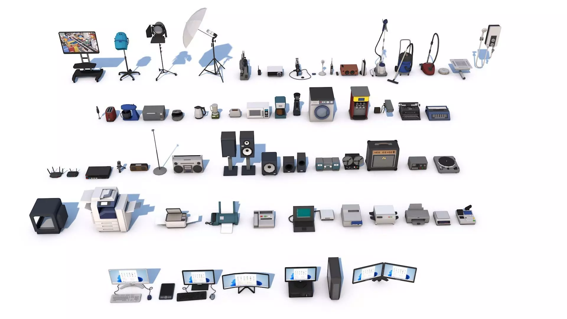 70 Interior Electronic Collection Pack for Game Ready Low-poly 3D model