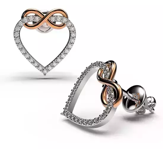 HEART INFINITY Stud EARRINGS LOVE SIGN - Diamonds Valentines Day