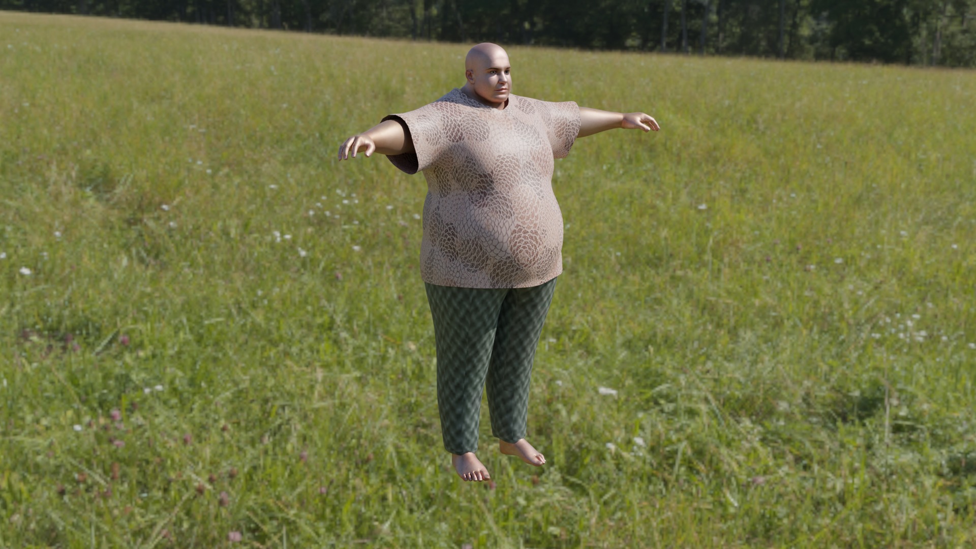 fat male character  Low-poly 3D model_4