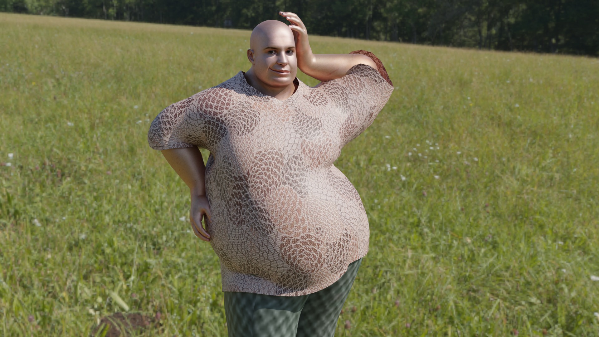 fat male character  Low-poly 3D model_3