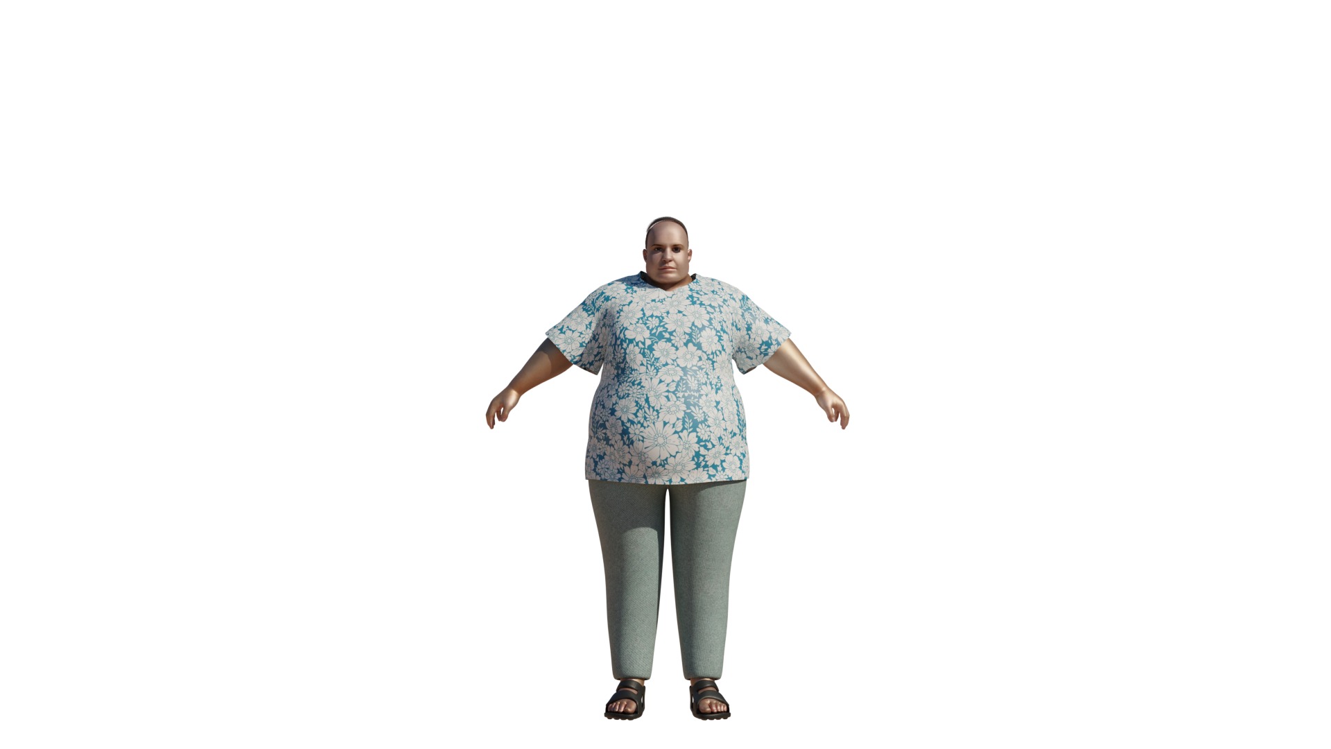 fat male character  Low-poly 3D model_5