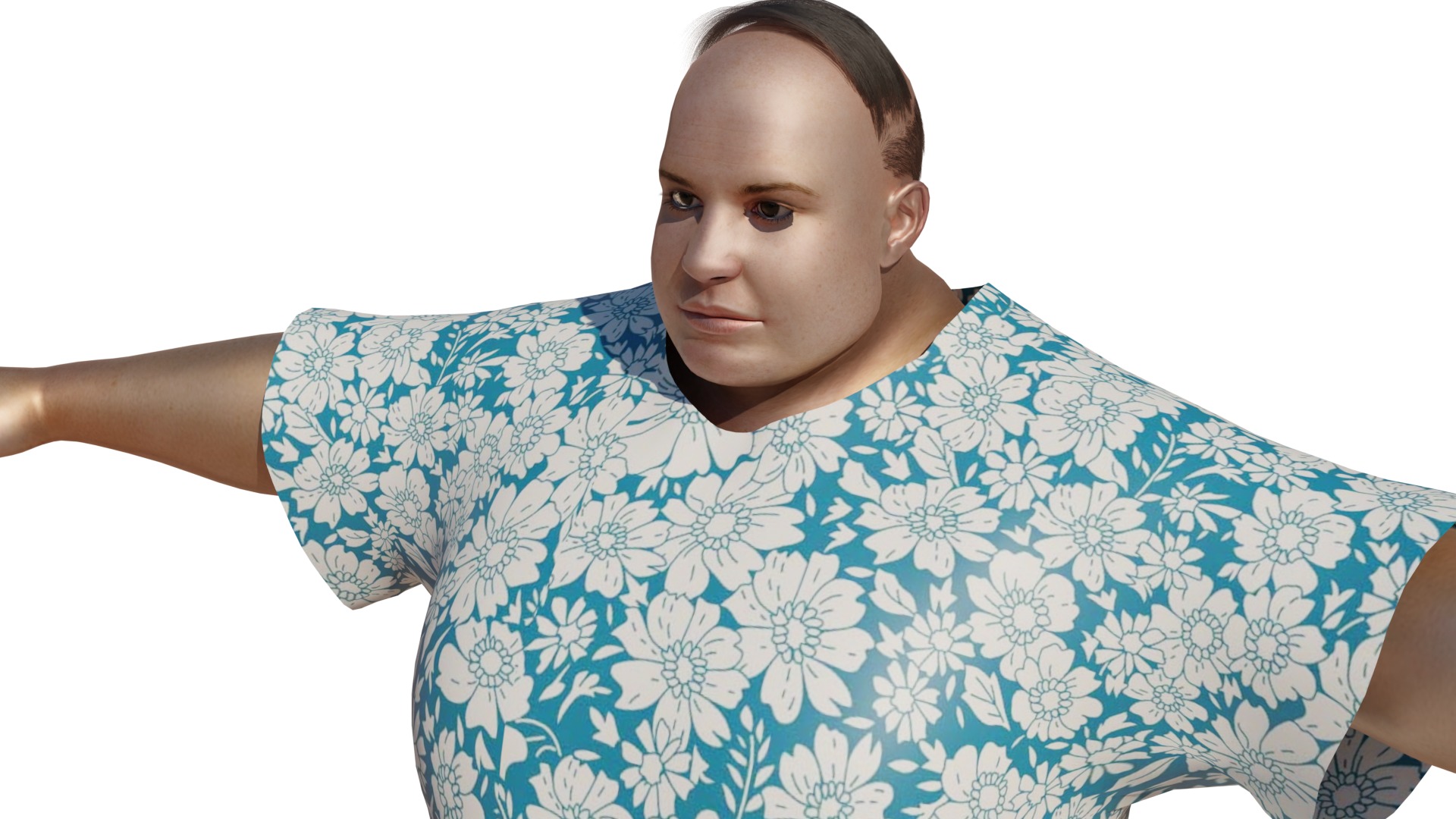 fat male character  Low-poly 3D model_2