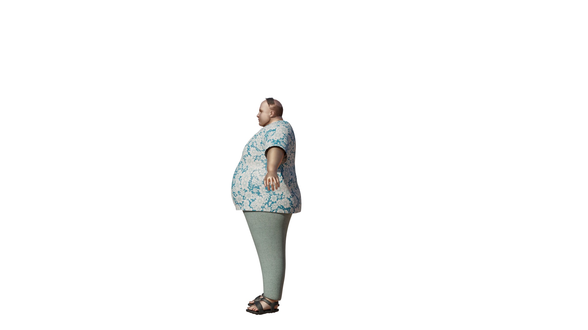 fat male character  Low-poly 3D model_6