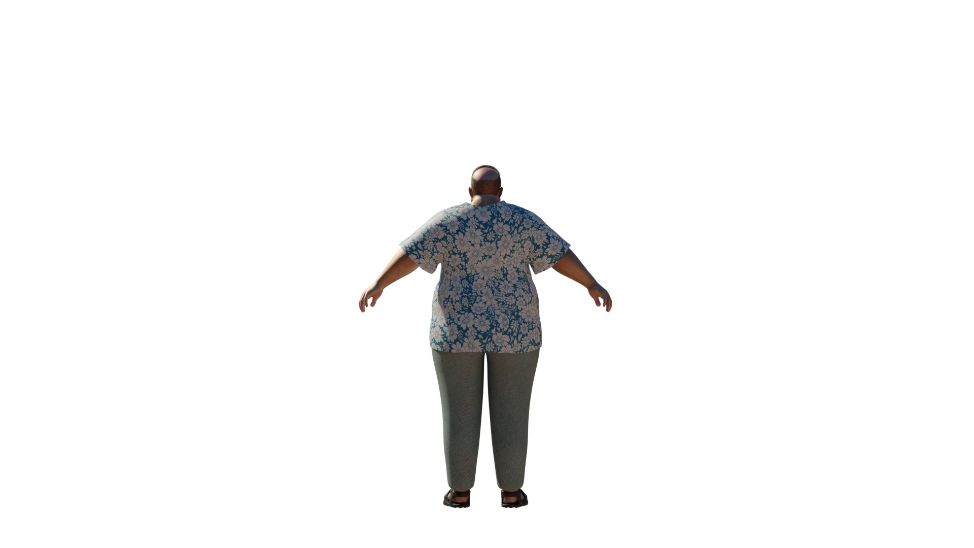 fat male character  Low-poly 3D model_1
