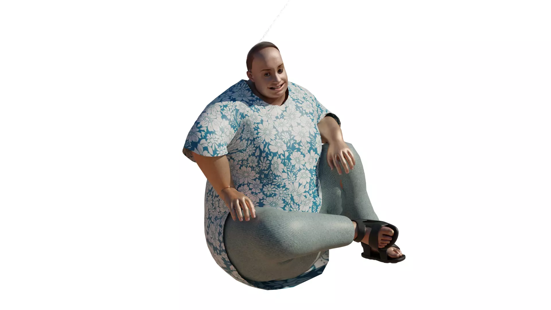 fat male character  Low-poly 3D model_0