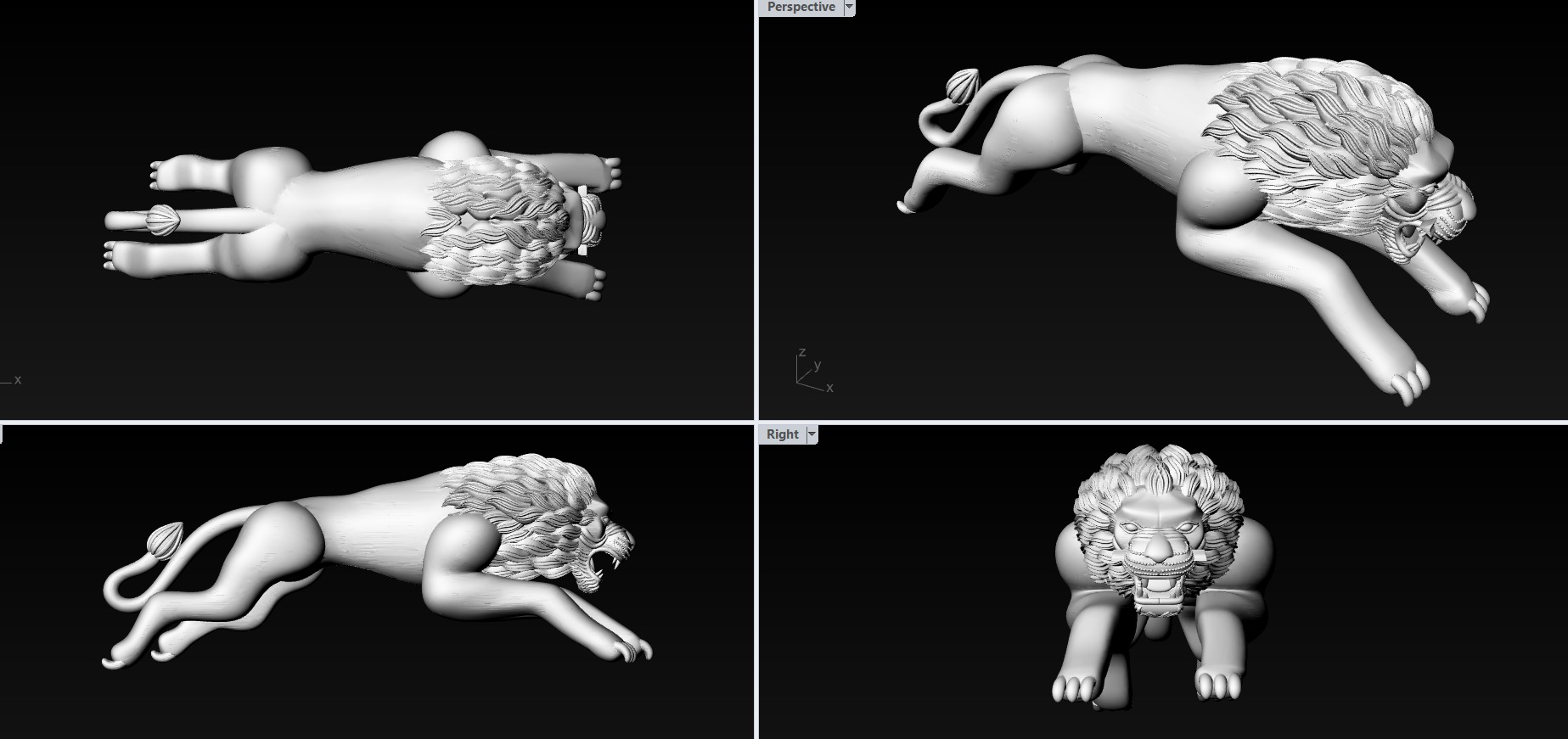 lion stl file 3D print model_1