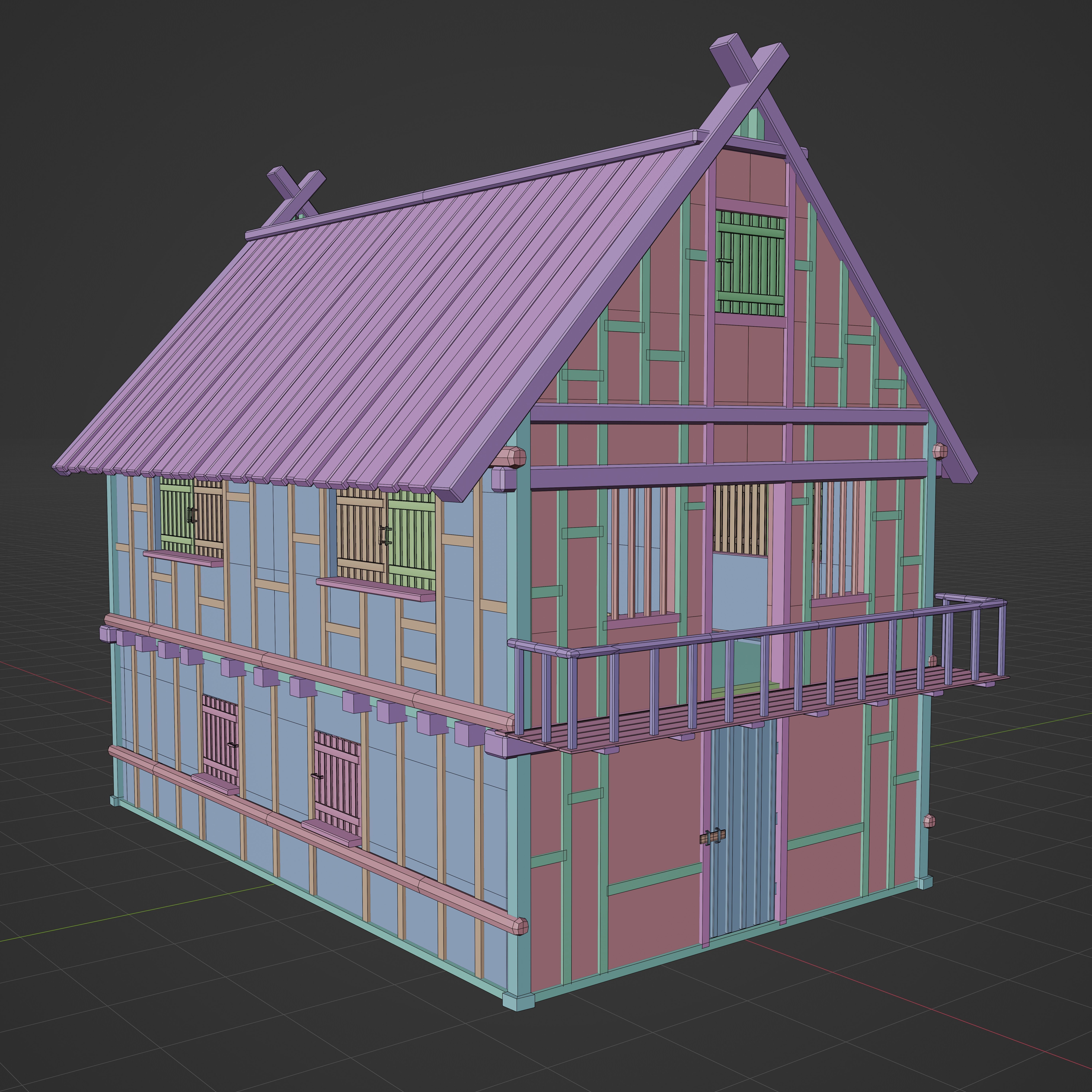 Medieval House Realistic Detailed 3d model Low-poly 3D model_5