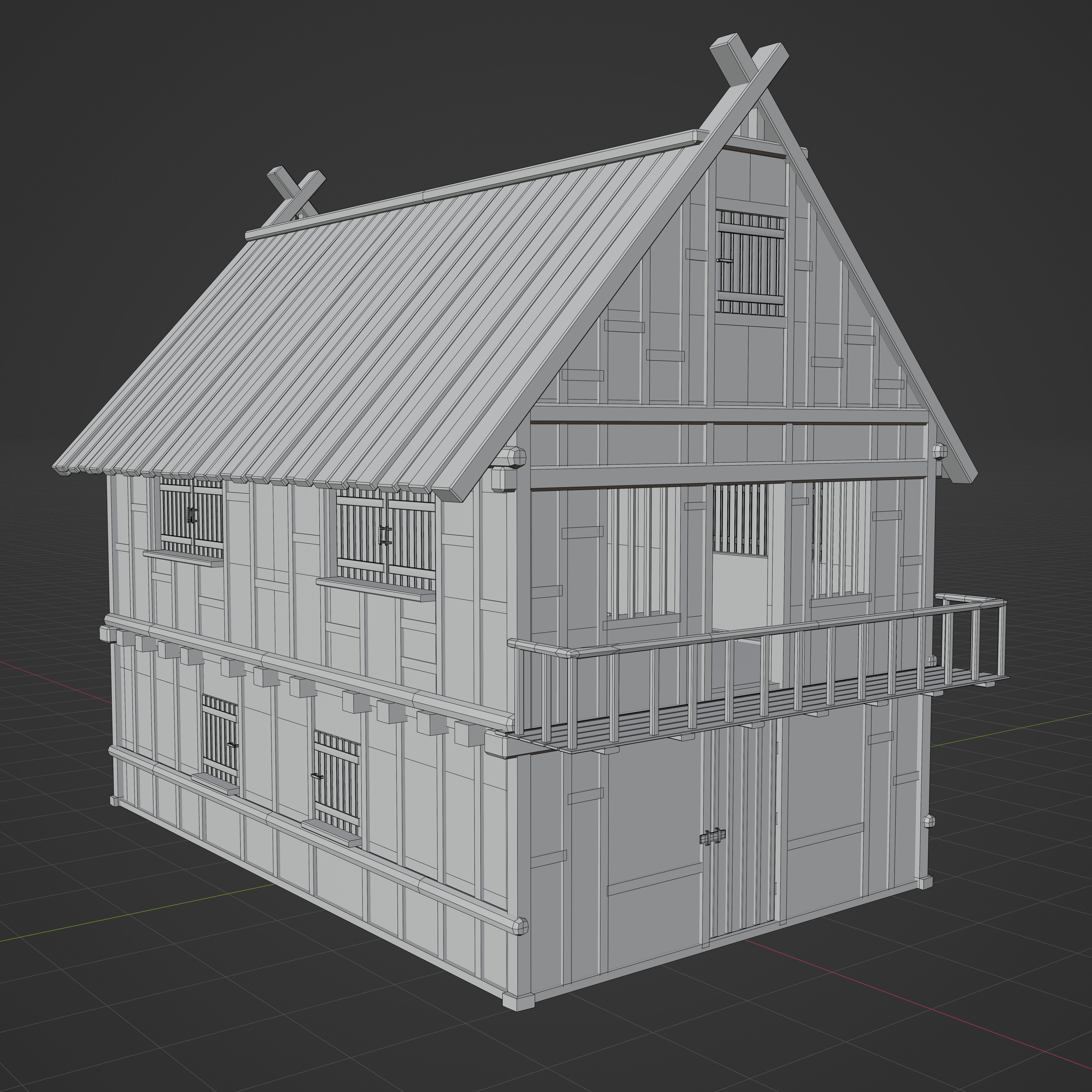 Medieval House Realistic Detailed 3d model Low-poly 3D model_4