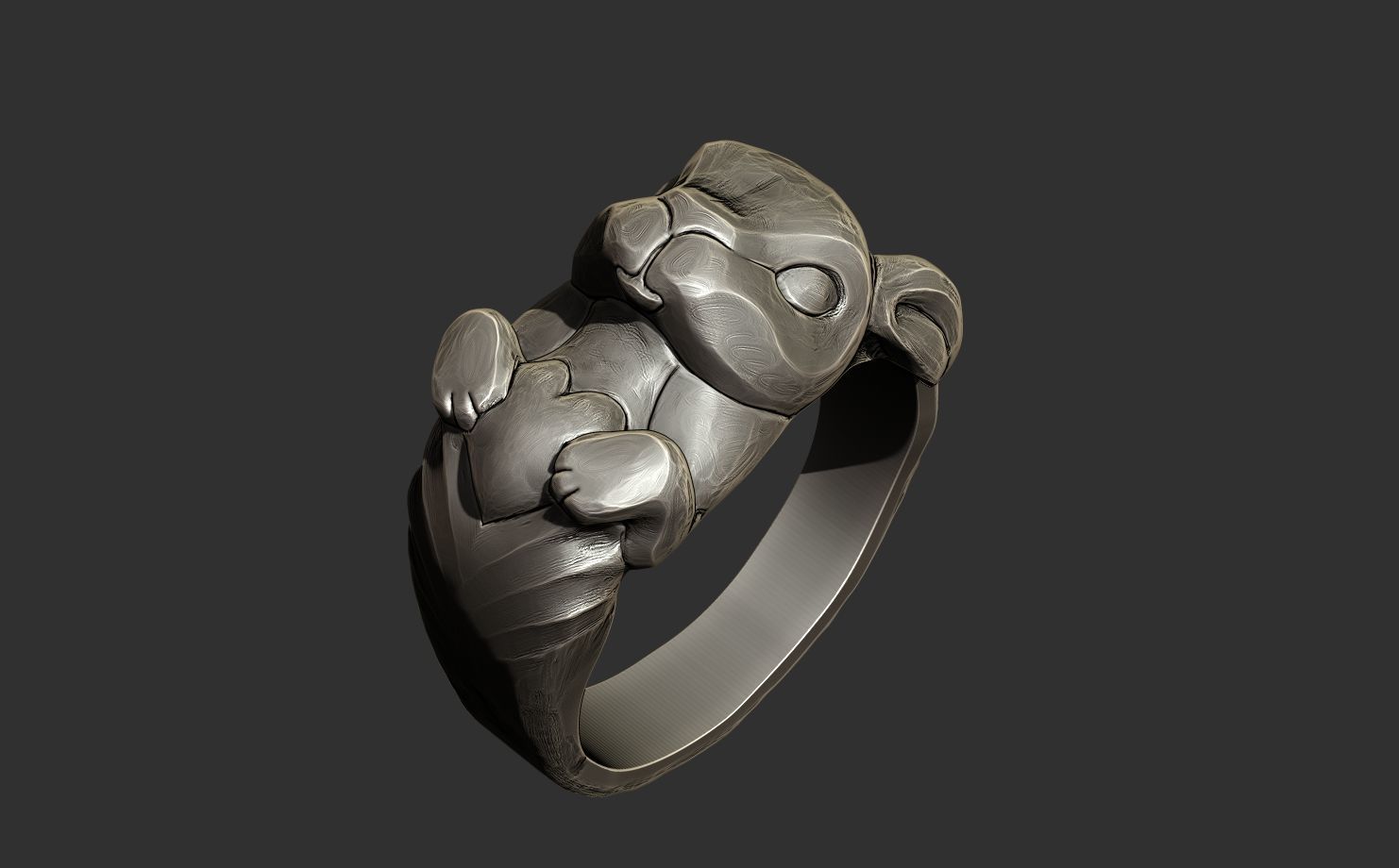 Bunny and Heart Ring 3D print model_1