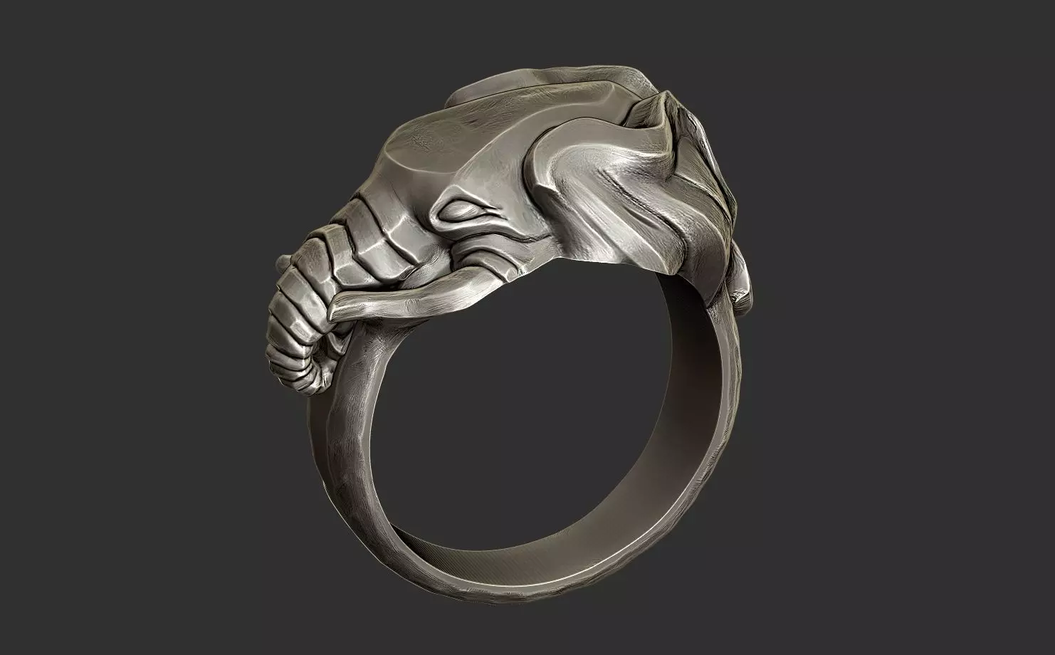 Elephant Head Ring 3D print model_0