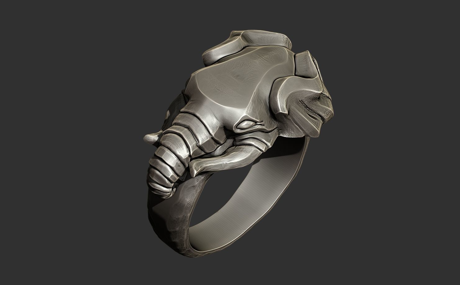 Elephant Head Ring 3D print model_3