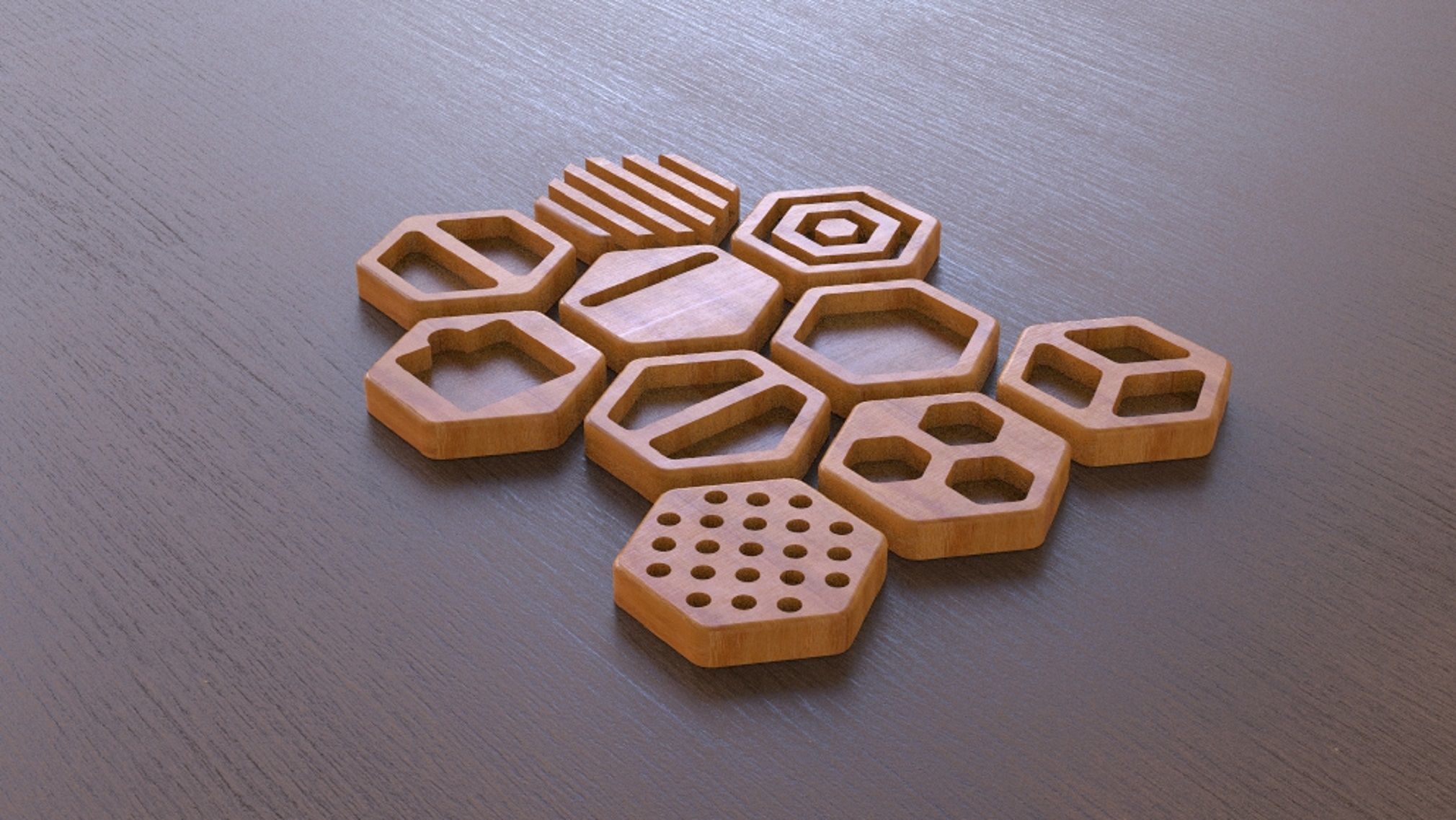 DESK ORGANIZER SET HECTAGONAL 3D model_9