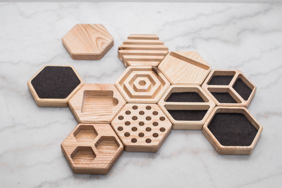 DESK ORGANIZER SET HECTAGONAL 3D model_0