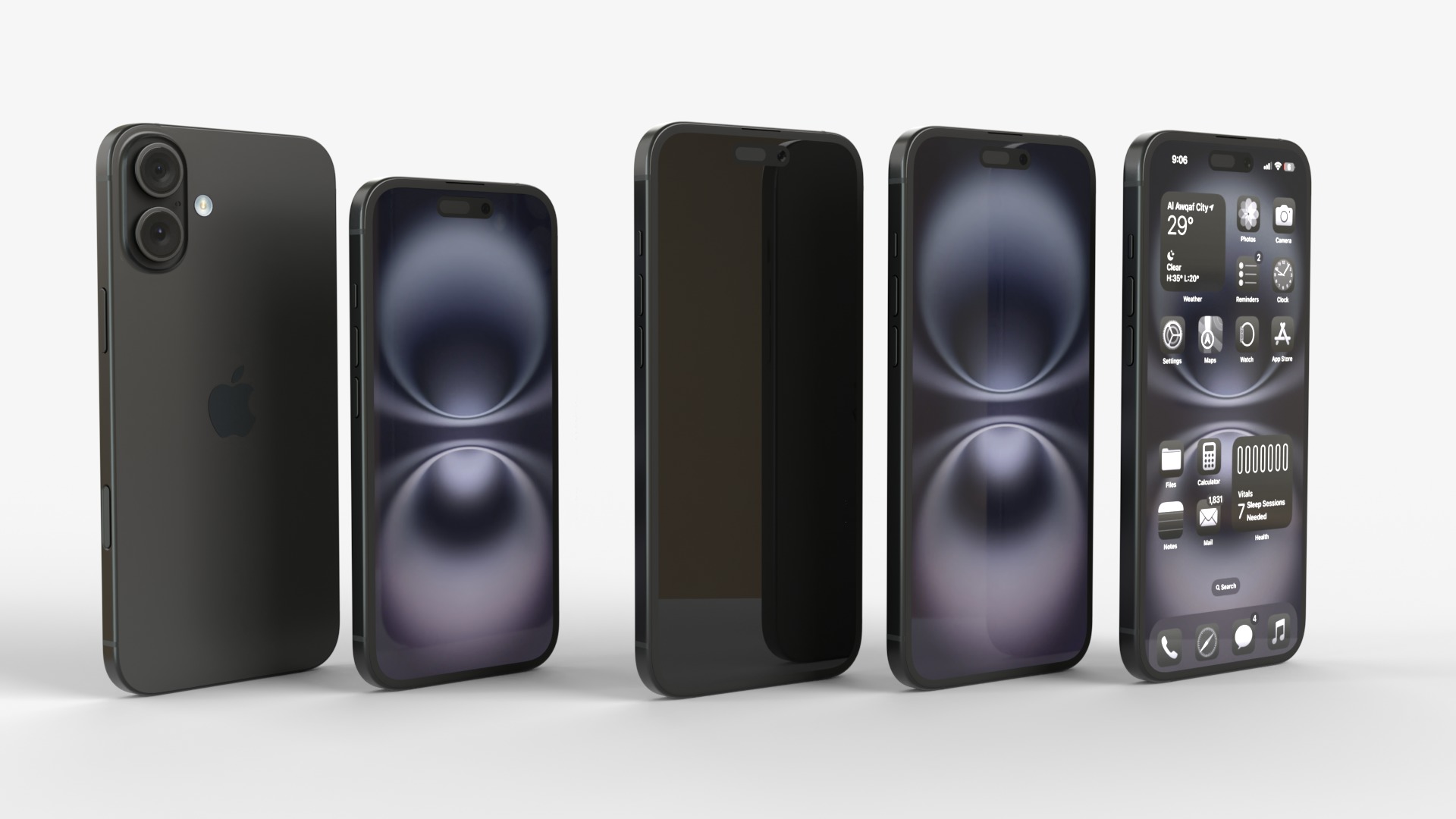 Apple iPhone 16 and 16 Plus Black 3D model_2