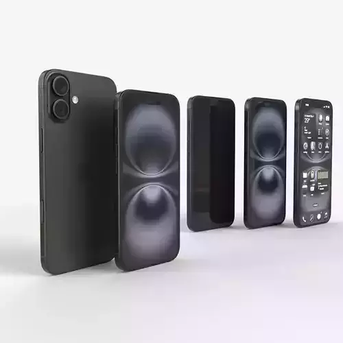 Apple iPhone 16 and 16 Plus Black 3D model
