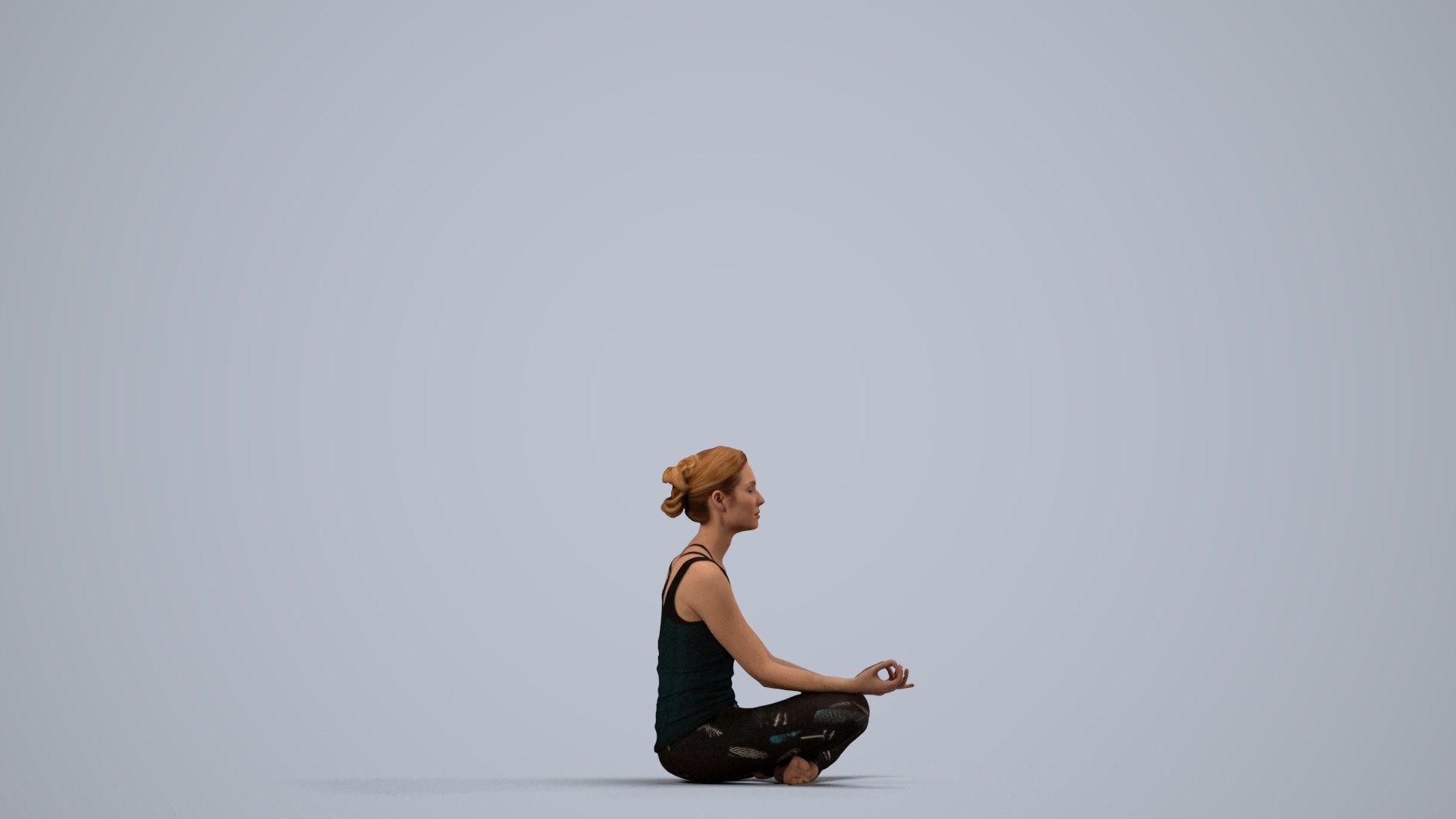 a woman sitting in the middle of a yoga pose 3D model_3