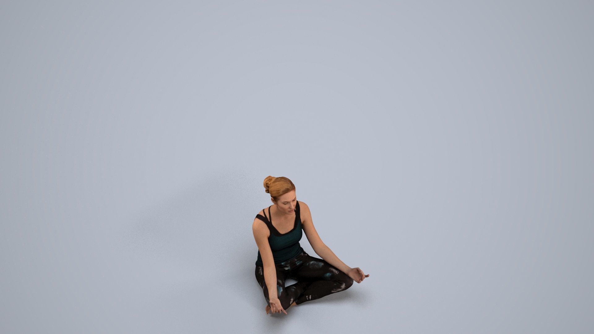 a woman sitting in the middle of a yoga pose 3D model_4