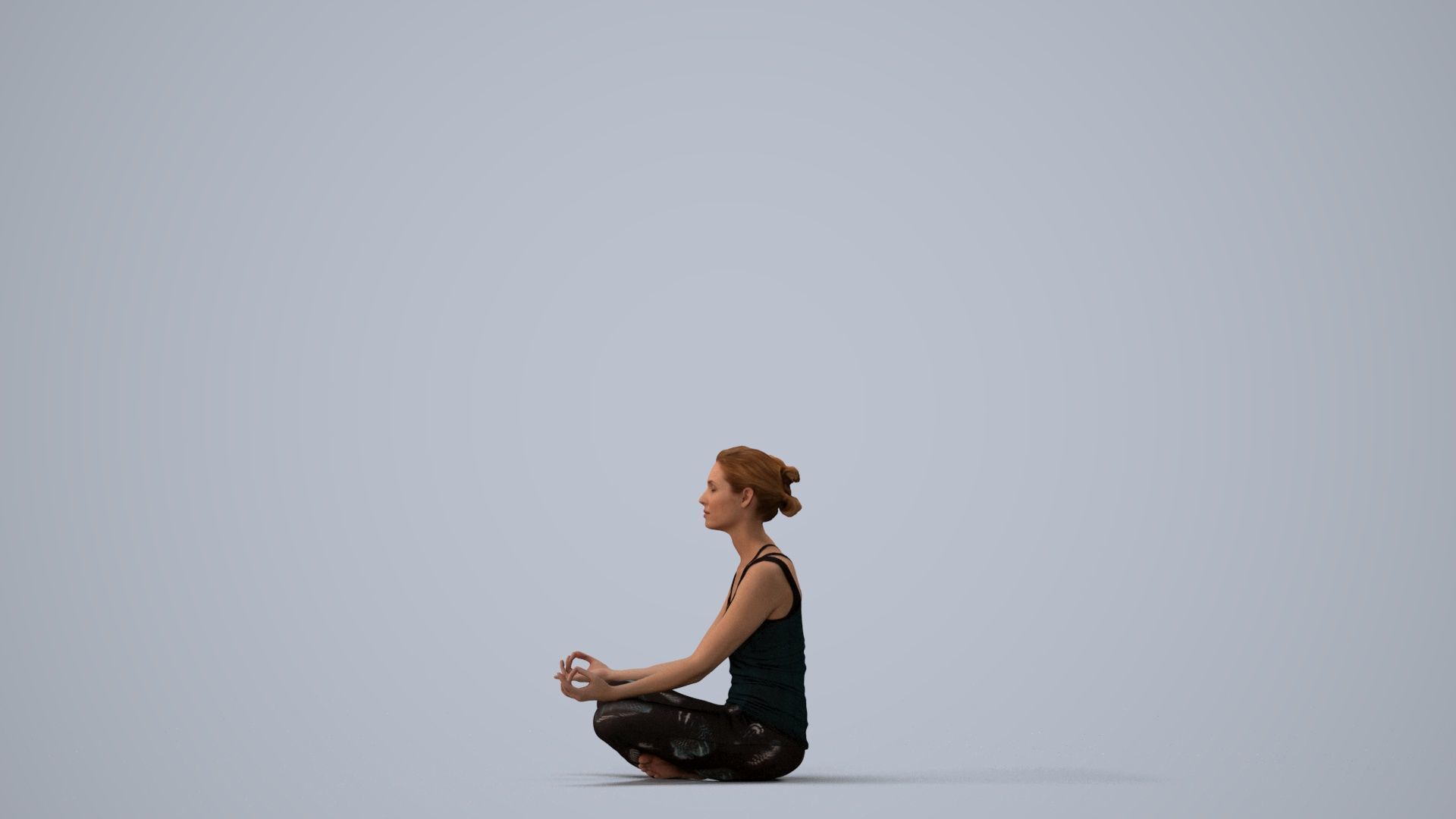 a woman sitting in the middle of a yoga pose 3D model_1