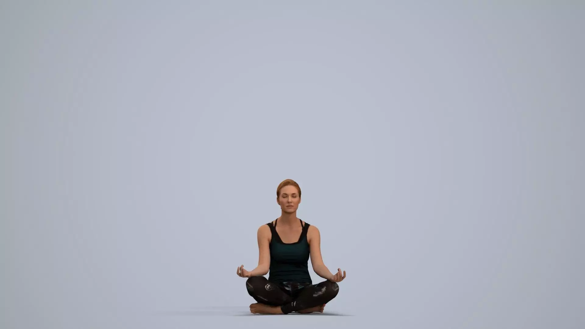 a woman sitting in the middle of a yoga pose 3D model_0