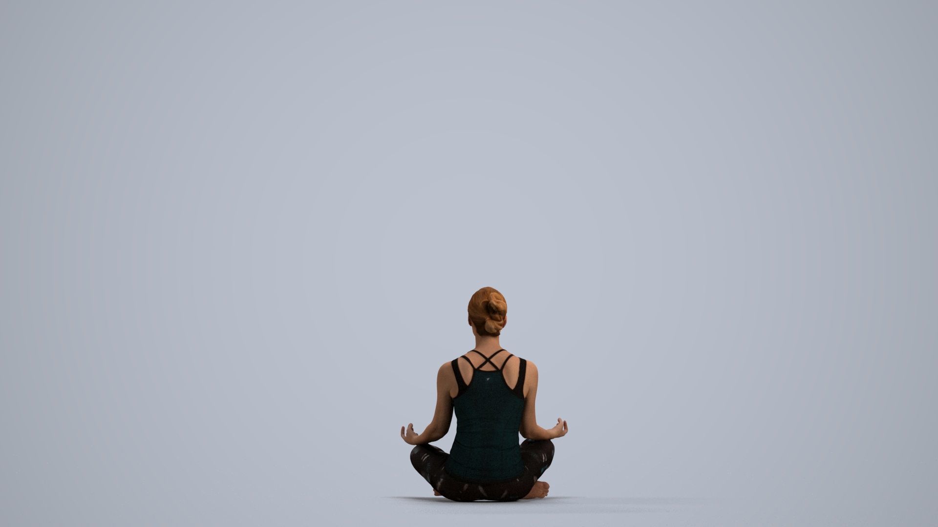 a woman sitting in the middle of a yoga pose 3D model_2