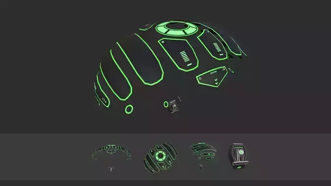 Scifi Parachute A10 Projection  - Character Accessories Design Low-poly 3D model