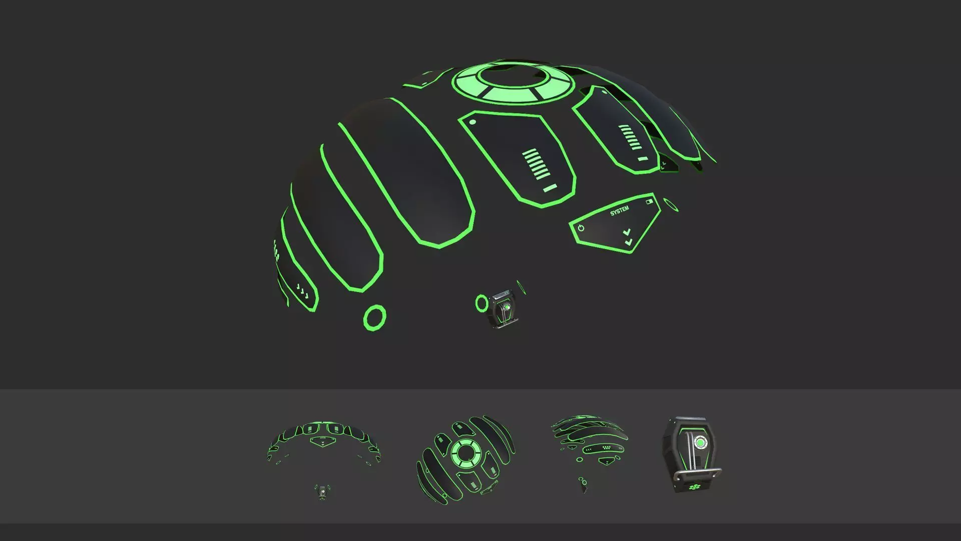 Scifi Parachute A10 Projection  - Character Accessories Design Low-poly 3D model_0